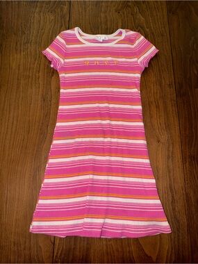 Roxy Pink, White & Yellow Striped Ribbed Tee